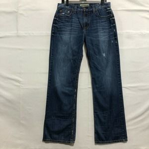 Lucky Brand Hipster Low Rise Classic Bootleg Distressed Size 33 Denim Blue Jeans